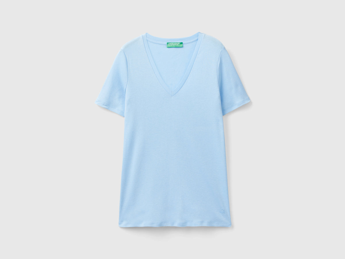 T-shirt in puro cotone con scollo a V