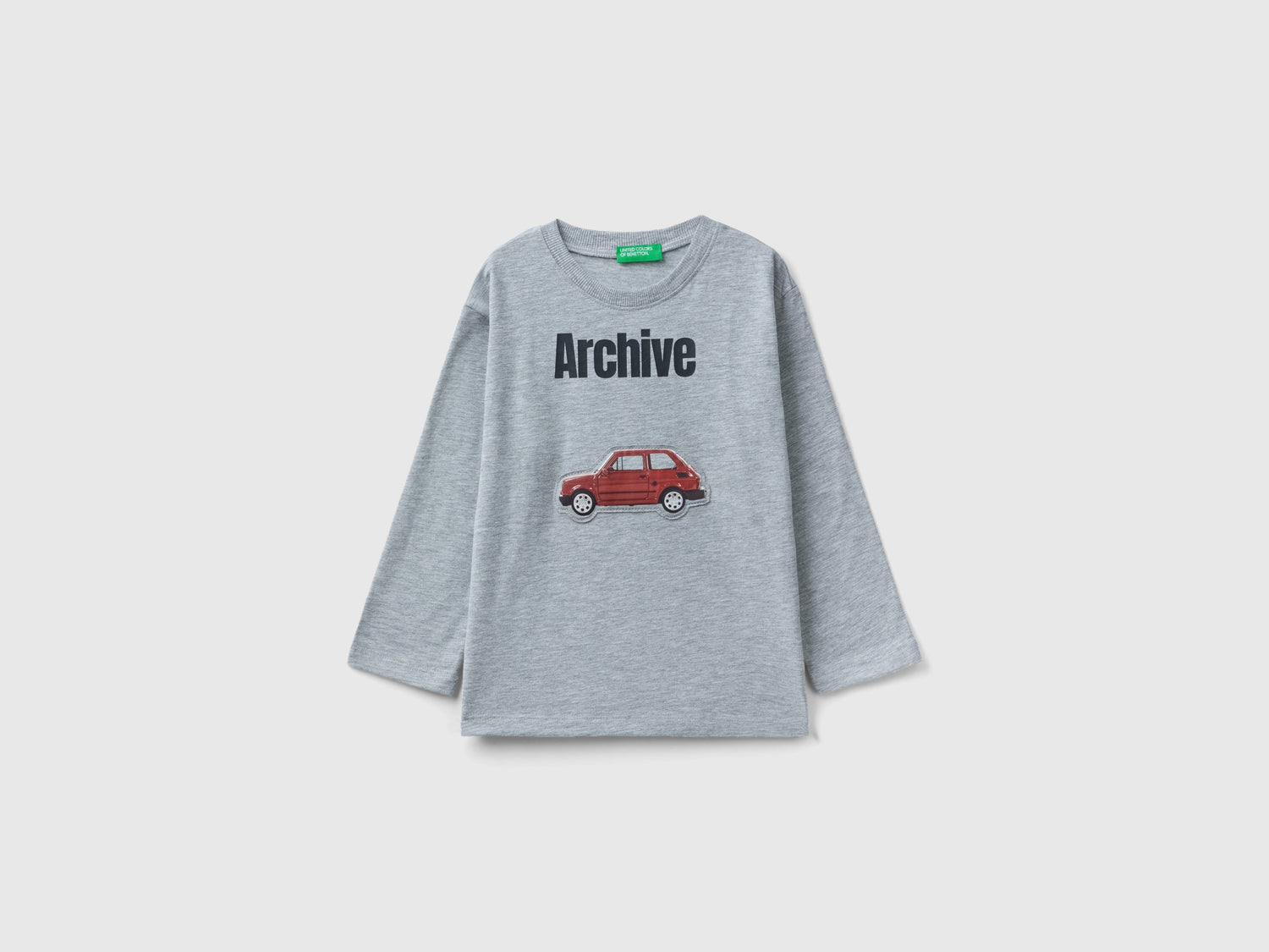 T-shirt over fit con stampa e patch da bimbo grigio chiaro | Benetton Outlet