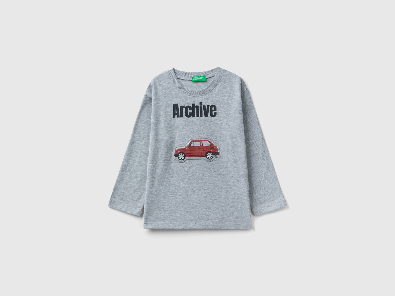T-shirt over fit con stampa e patch da bimbo grigio chiaro | Benetton Outlet
