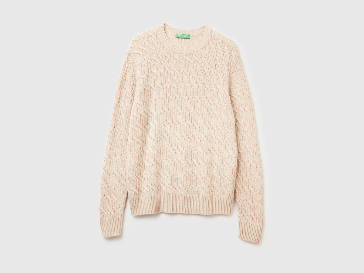 Maglia a trecce in misto cashmere