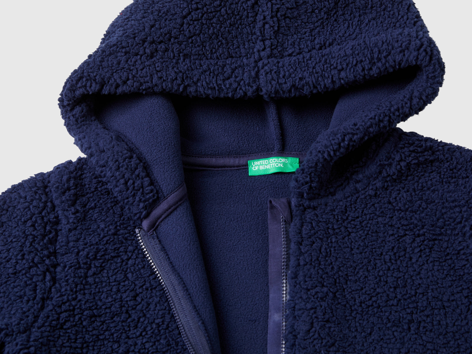 Felpa effetto orsetto con cappuccio da bimbo blu scuro 3 | Benetton Outlet