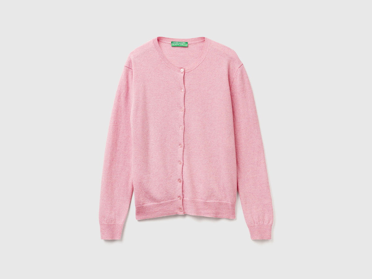 Cardigan girocollo in pura lana Merino