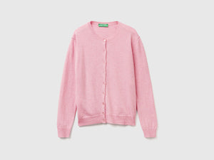 Cardigan girocollo in pura lana Merino