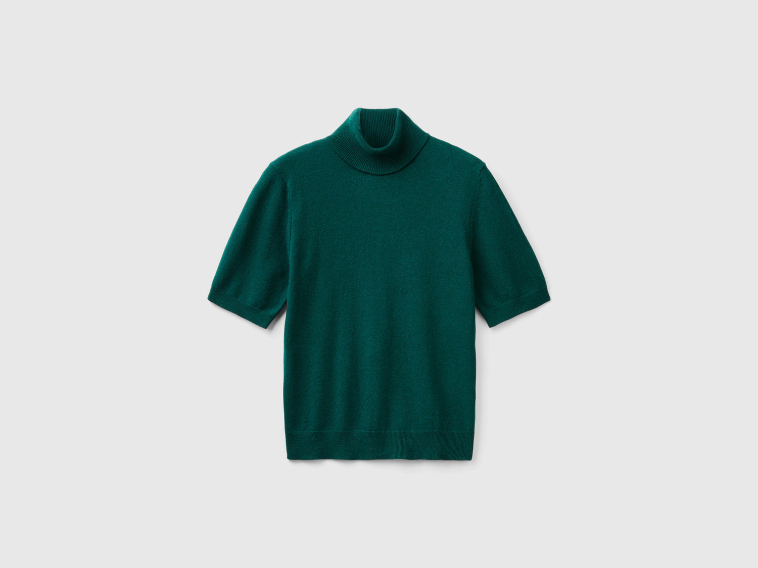 Dolcevita verde bosco a manica corta in misto cashmere da donna verde scuro | Benetton Outlet