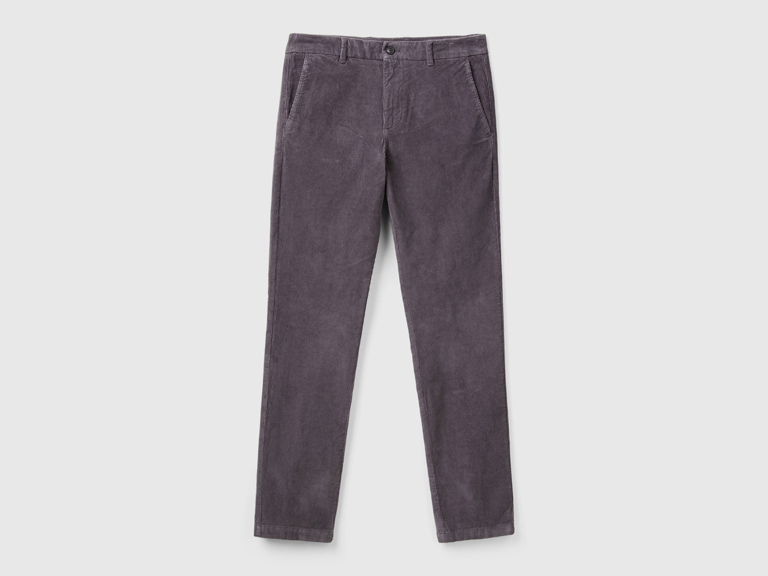 Pantaloni slim fit in velluto stretch da uomo grigio scuro | Benetton Outlet