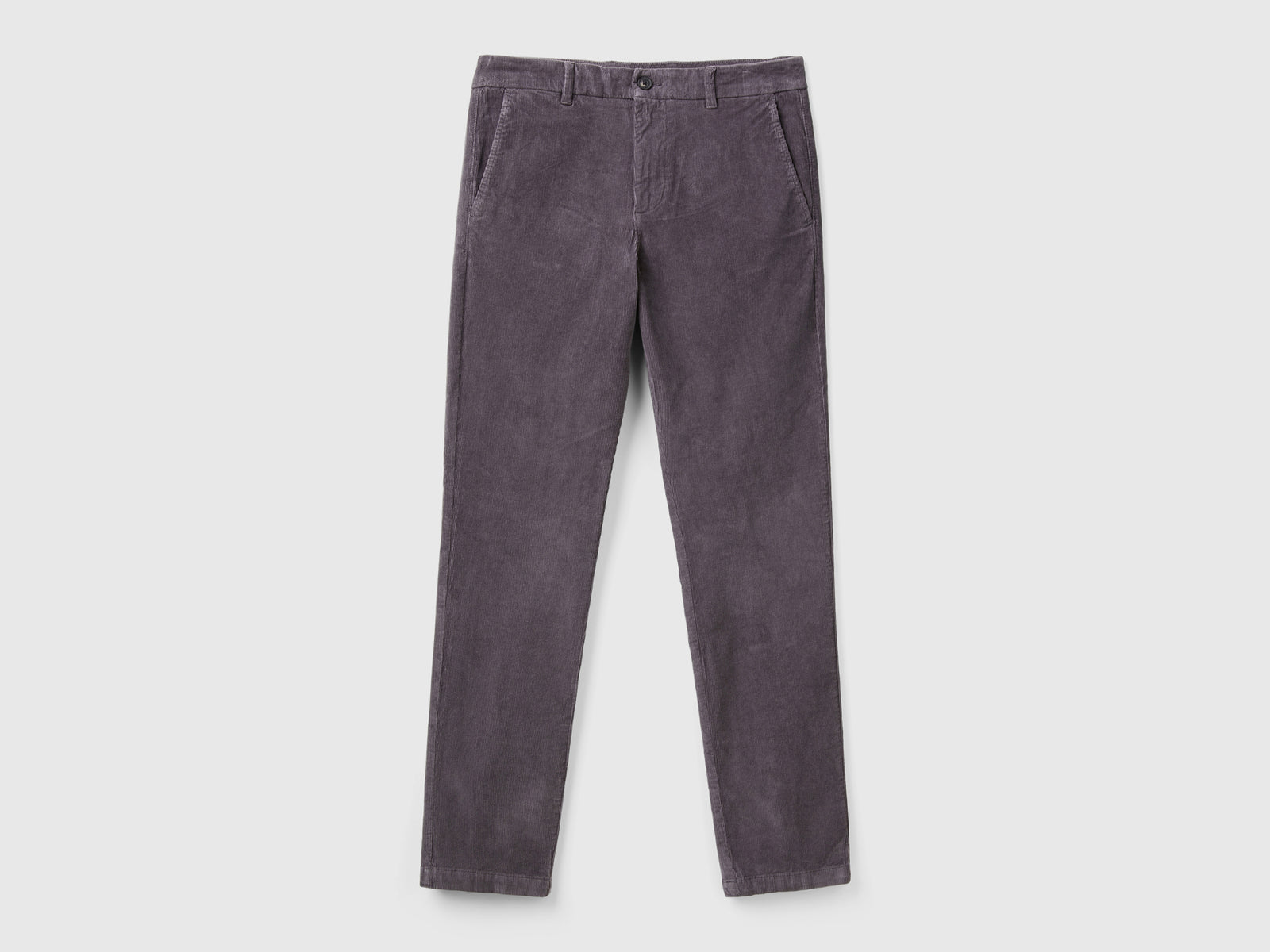 Slim-fit stretch velvet trousers da uomo grigio scuro | Benetton Outlet