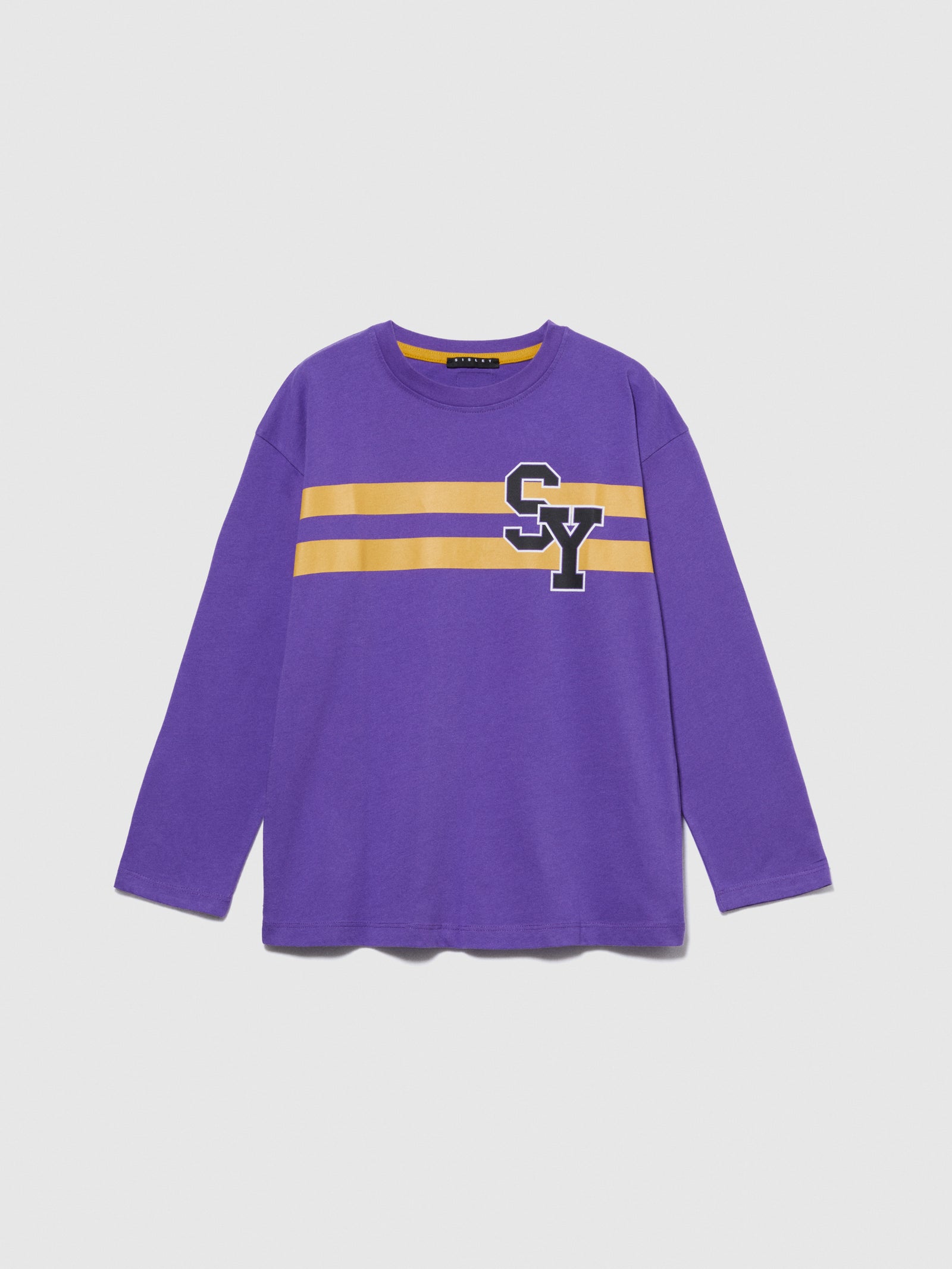 T-shirt over con stampa da bambino viola | Sisley young Outlet