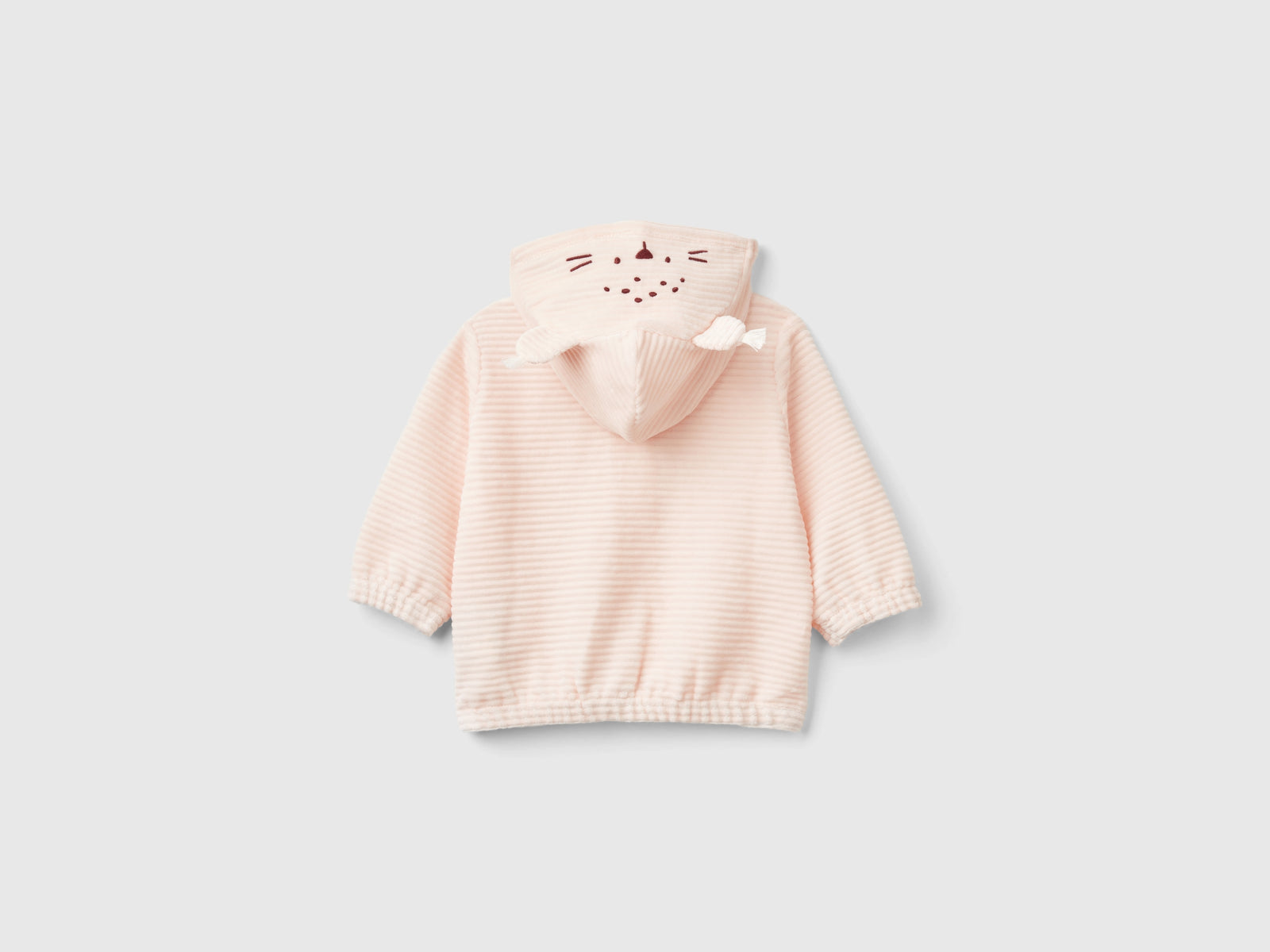 Felpa in ciniglia con cappuccio da neonato rosa pastello 2 | Benetton Outlet
