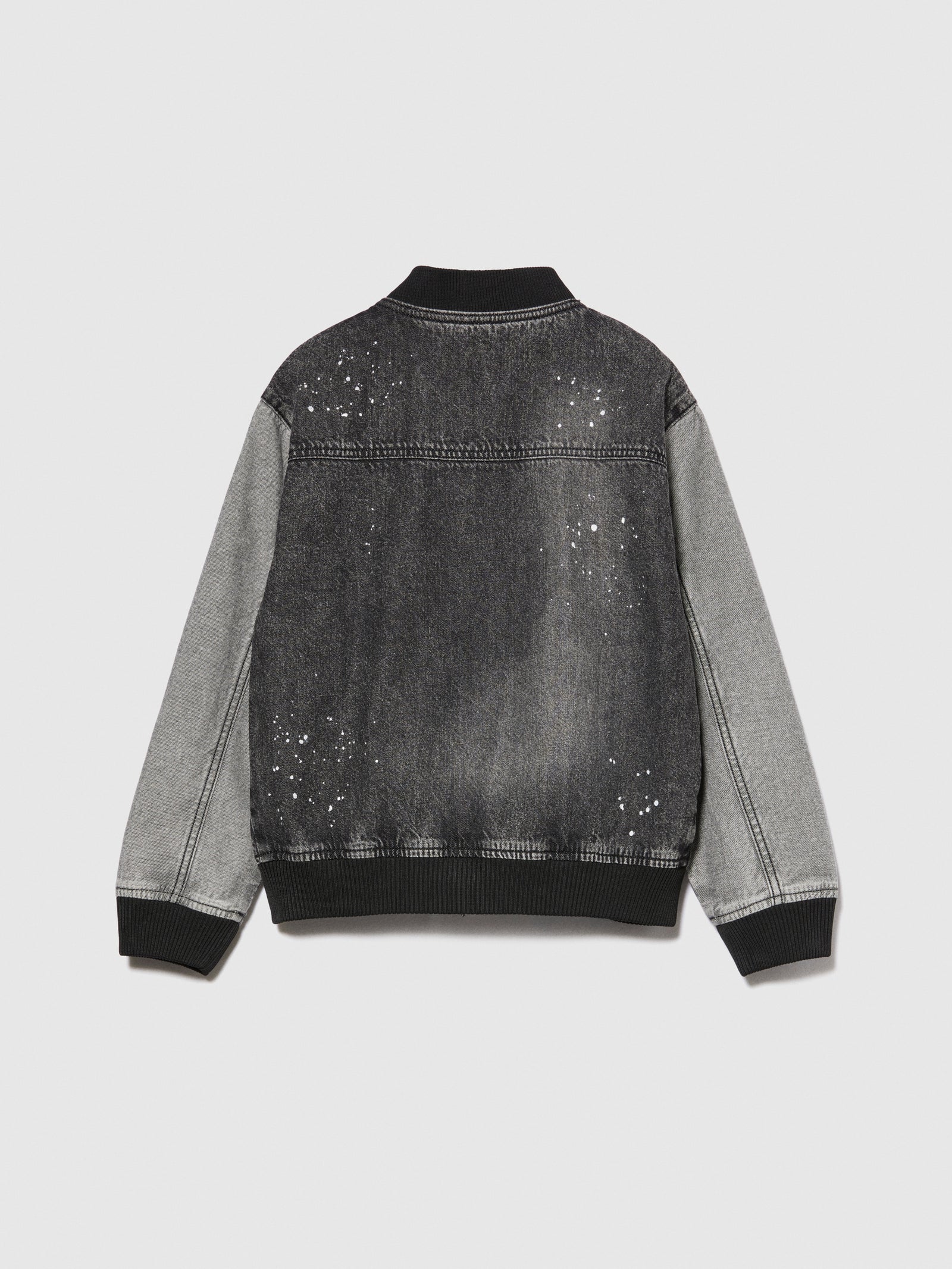 Bomber di jeans effetto spruzzato da bambino nero 2 | Sisley young Outlet