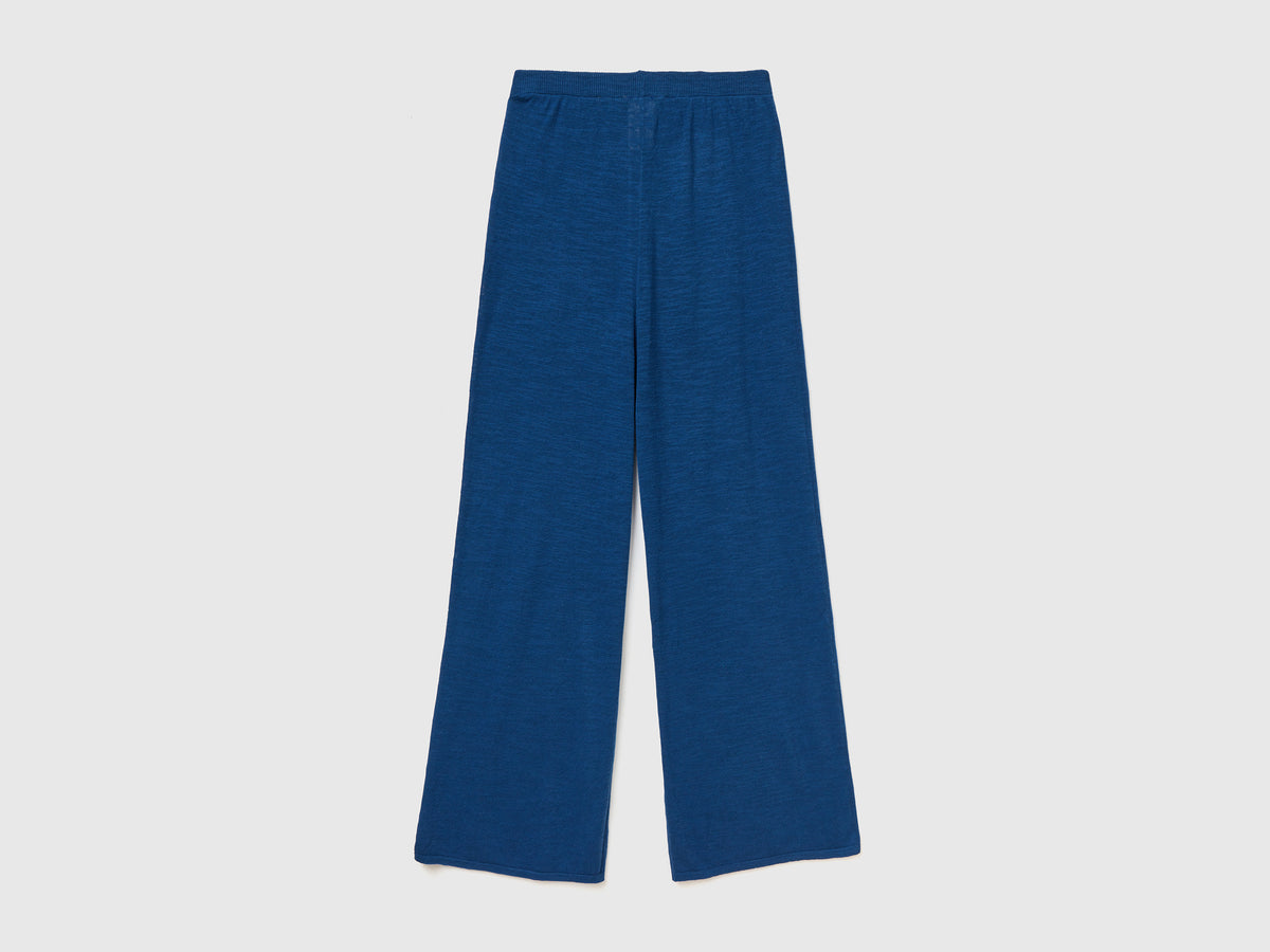 Pantaloni lunghi in maglia di misto cotone e lino