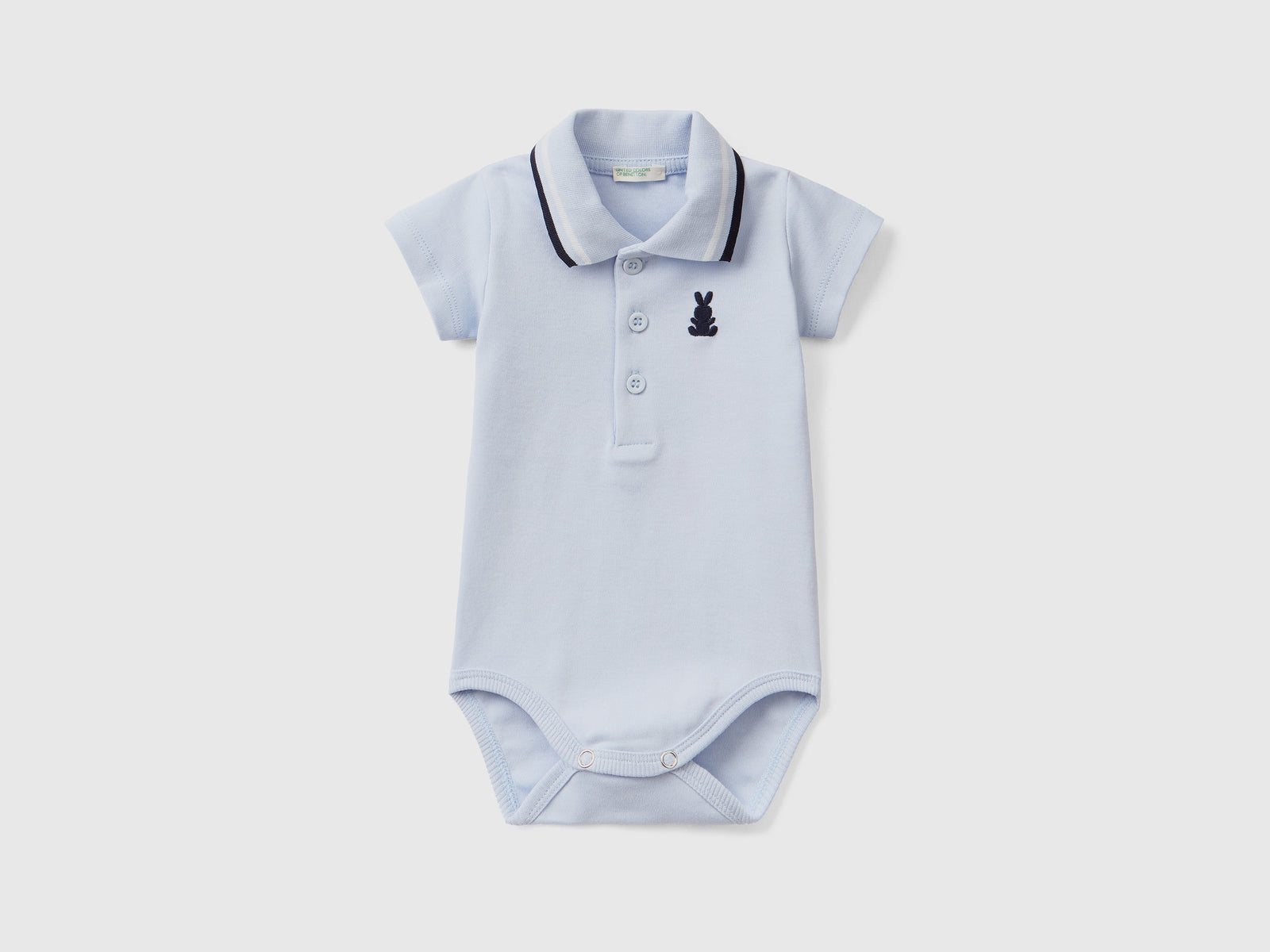 Body a polo in cotone biologico da neonato celeste | Benetton Outlet