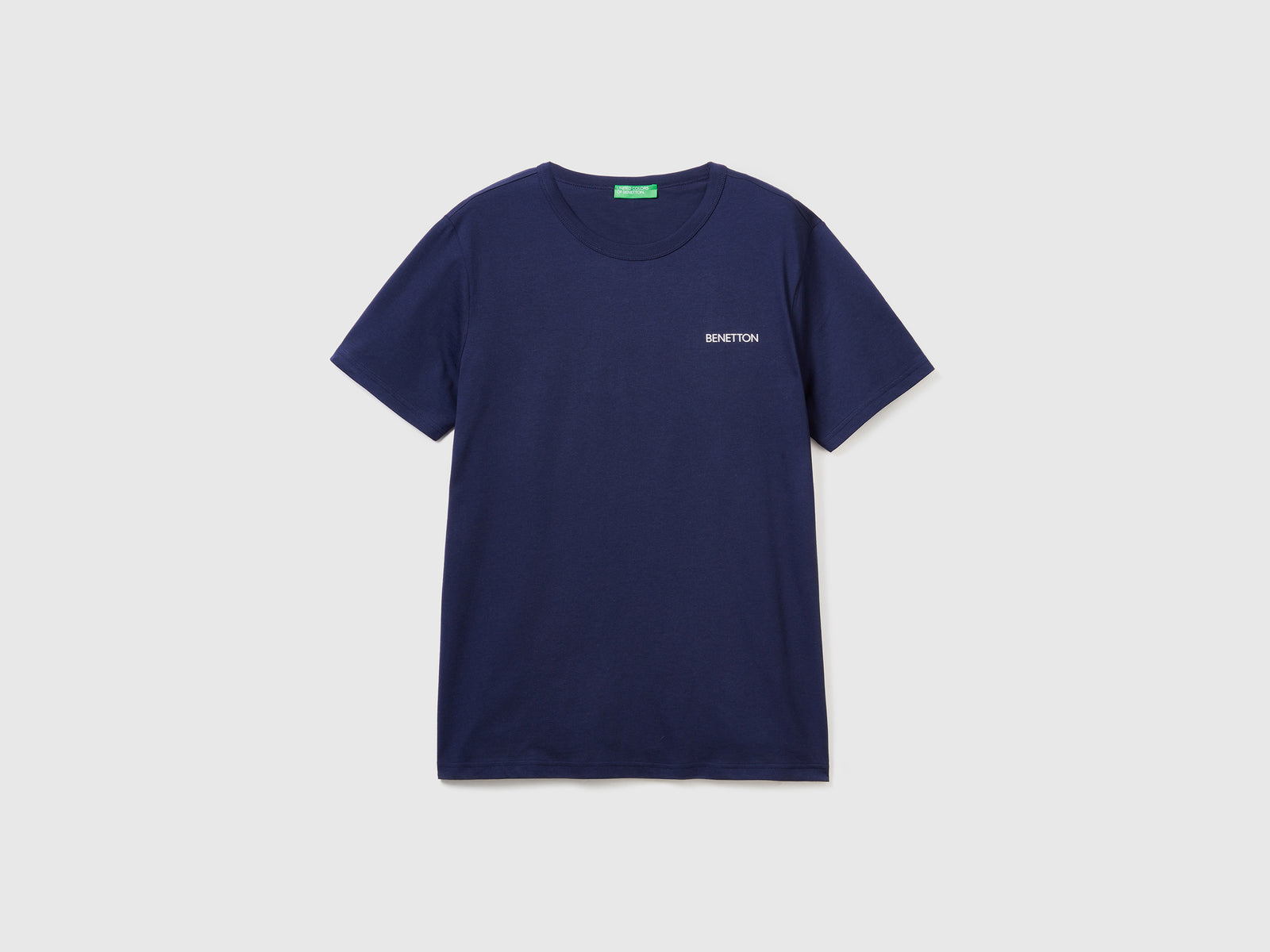 T-shirt in cotone  con stampa logo da uomo blu | Benetton Outlet