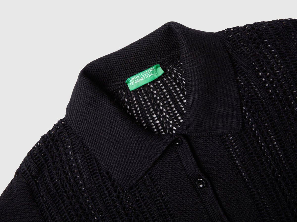 Polo in maglia crochet