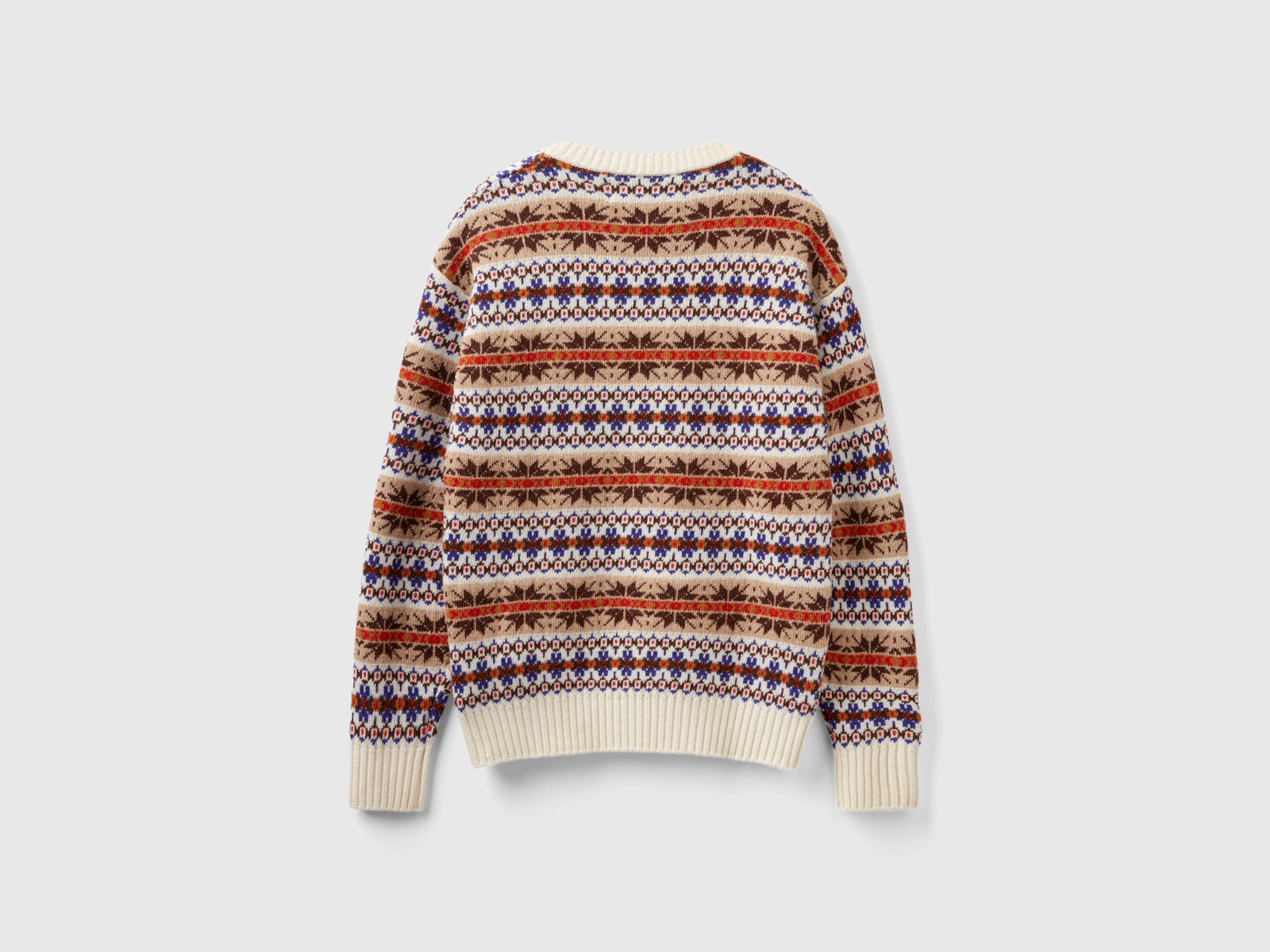Maglia jacquard in misto lana da uomo bianco panna 2 | Benetton Outlet