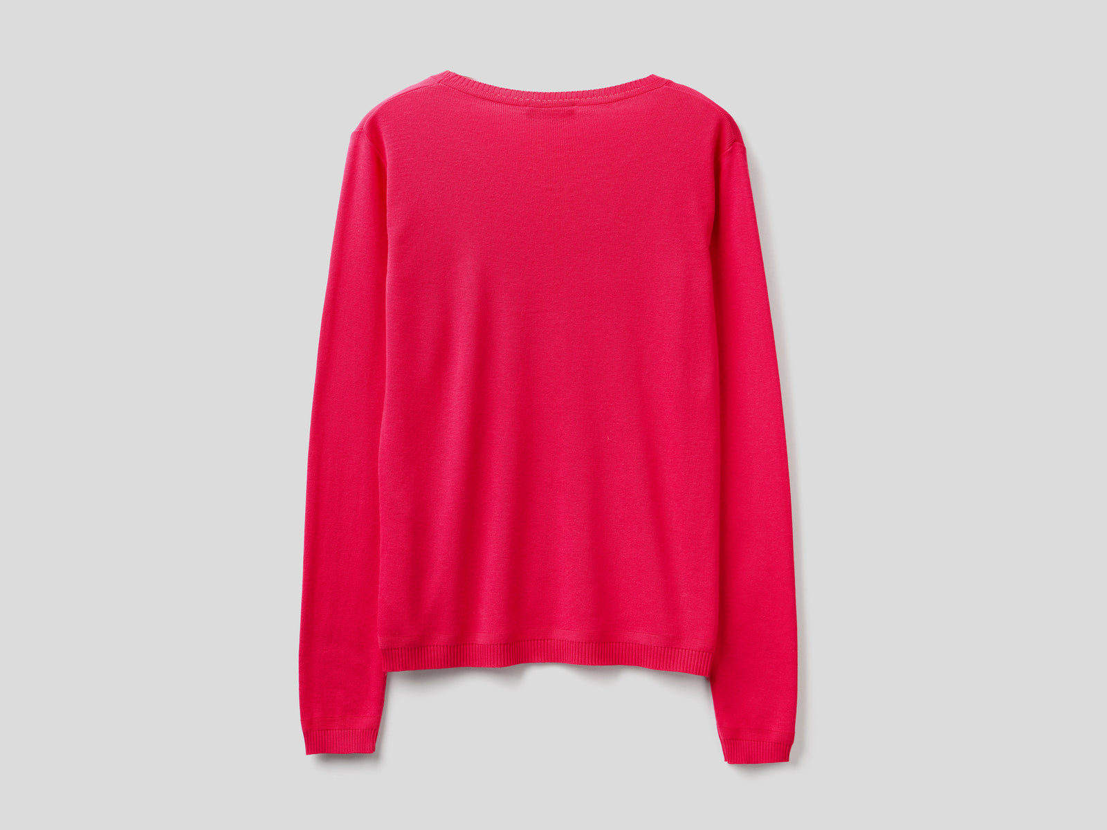 Maglia girocollo in puro cotone da donna ciclamino 2 | Benetton Outlet