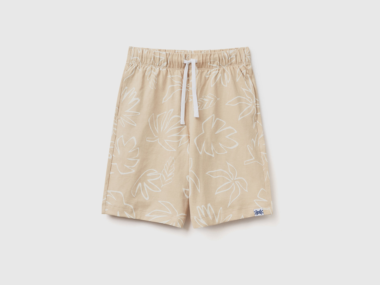 Pantaloni corti in puro cotone da bambino beige | Benetton Outlet