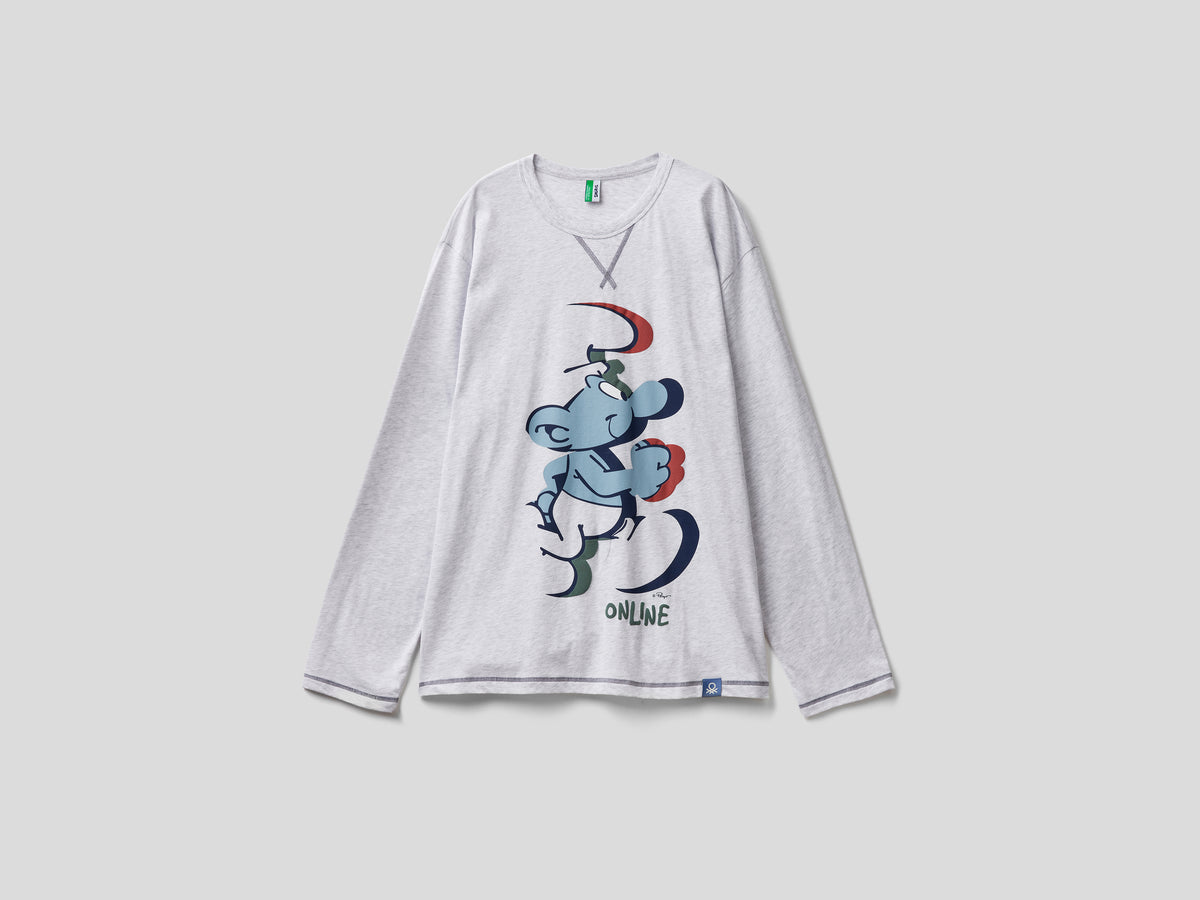 T-shirt Puffi in cotone a fibra lunga