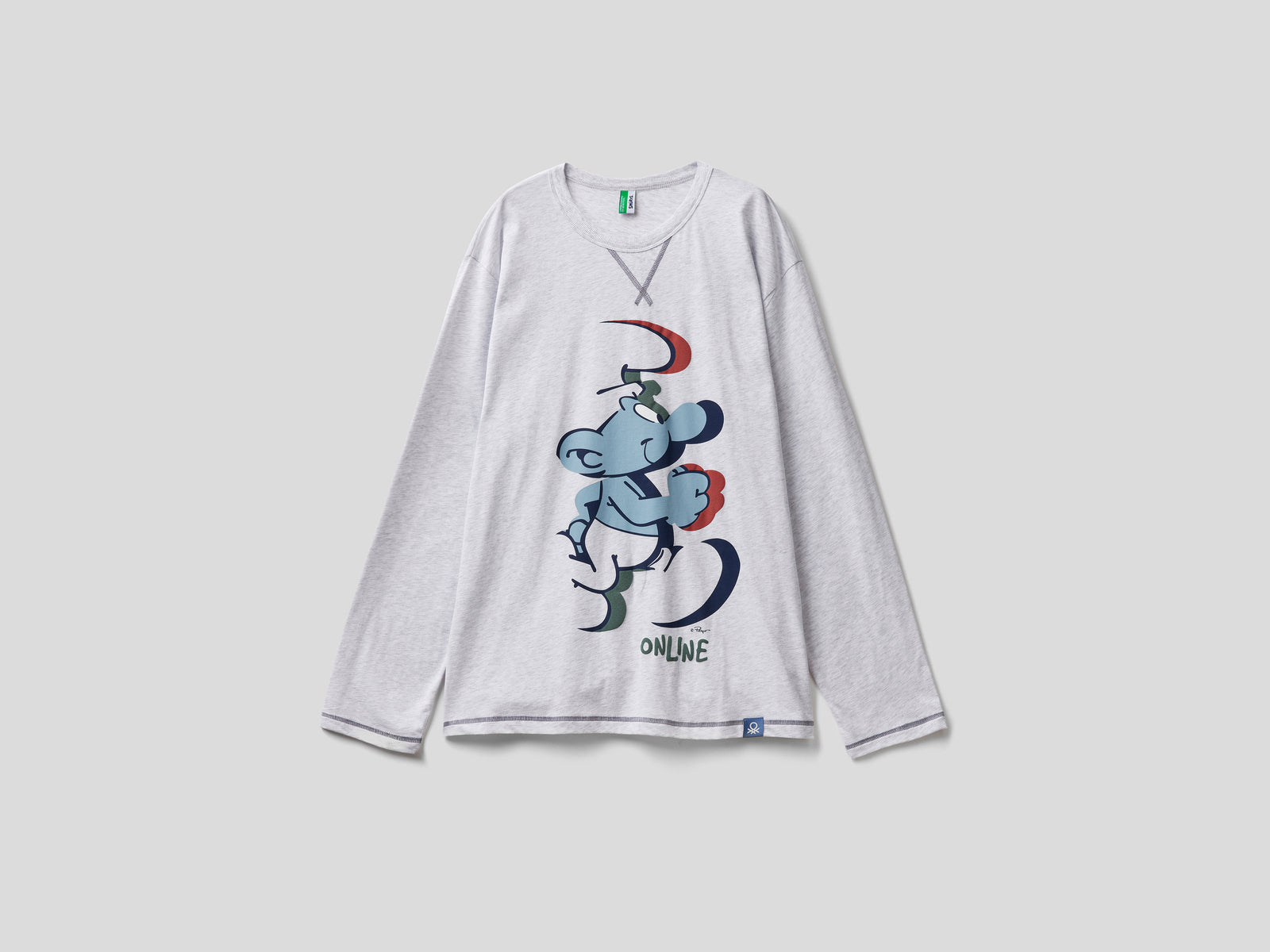 T-shirt Puffi in cotone a fibra lunga da uomo grigio | Benetton Outlet