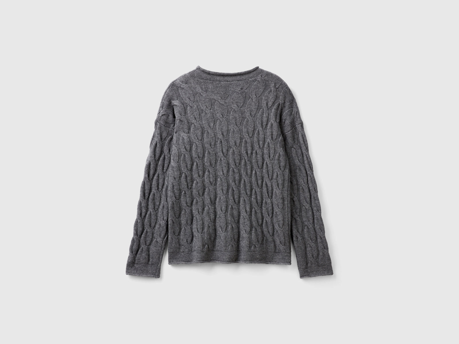 Maglia con lavorazione a trecce da donna grigio scuro 2 | Benetton Outlet