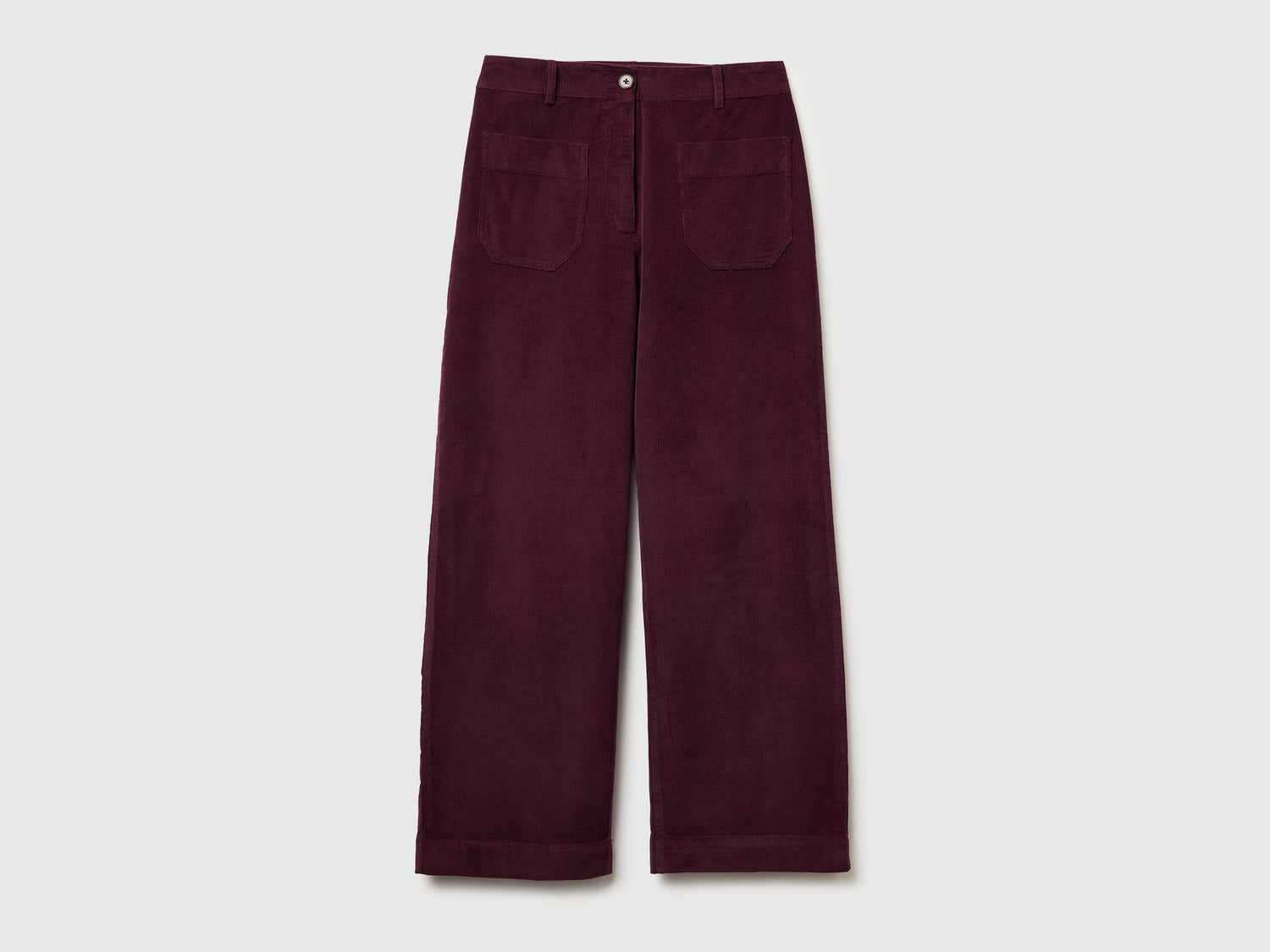 Pantaloni straight in velluto da donna prugna | Benetton Outlet