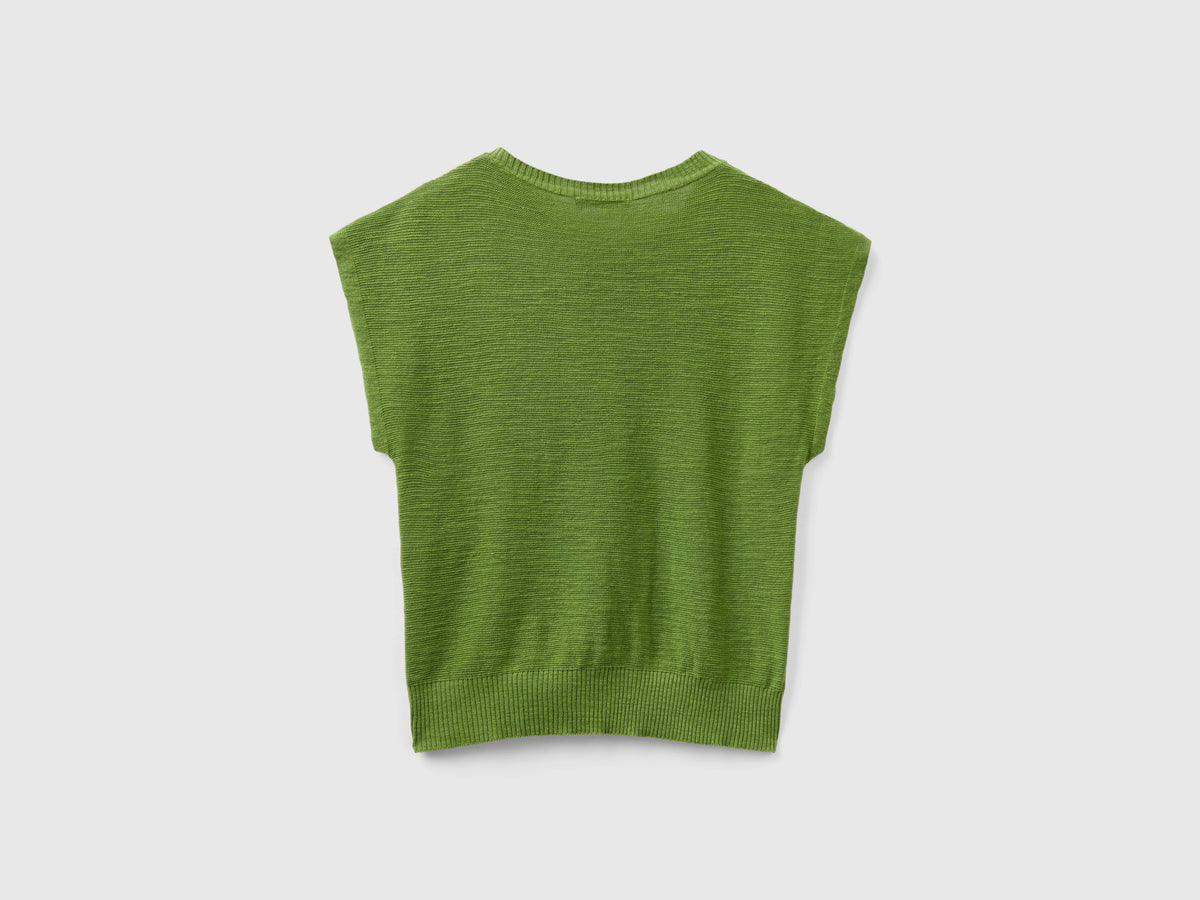 Gilet in misto cotone e lino