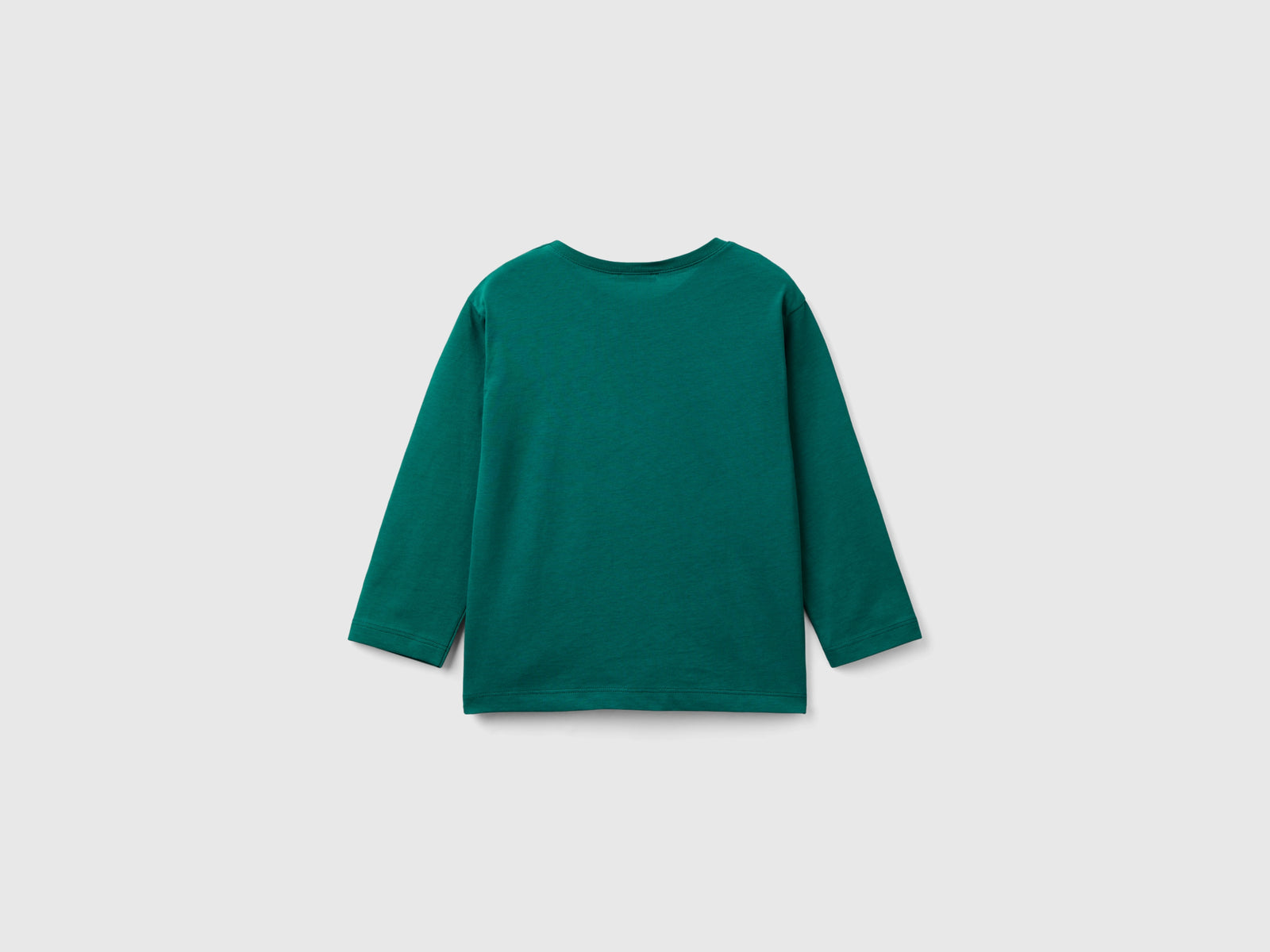 T-shirt manica lunga in cotone bio da bimbo verde scuro 2 | Benetton Outlet