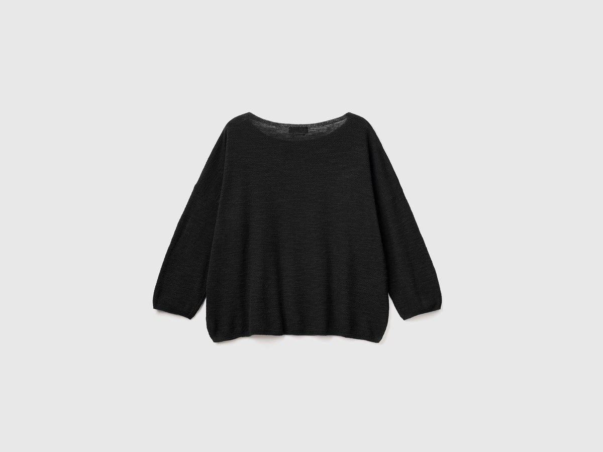 Maglia in misto lino con manica a 3/4