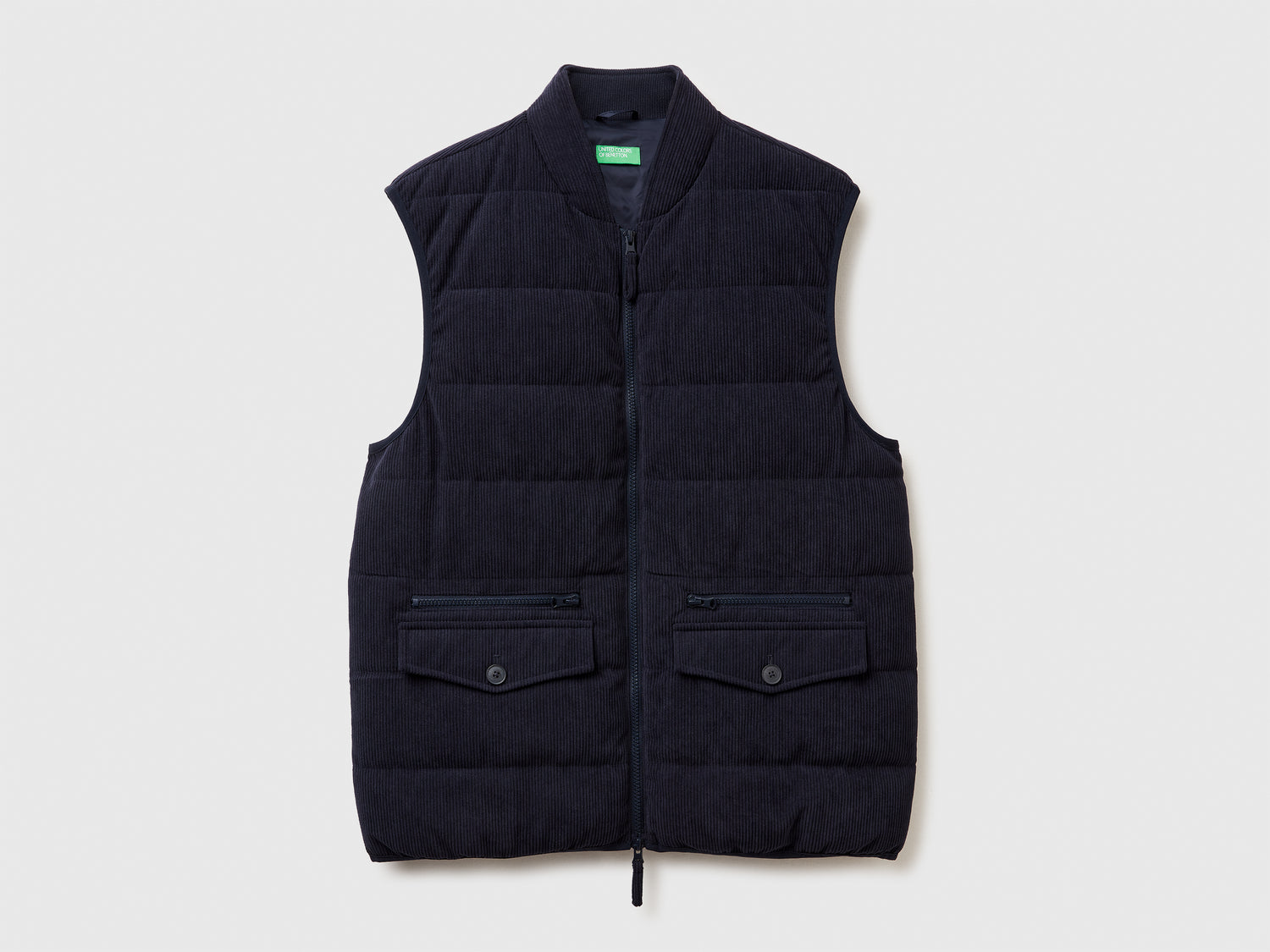 Gilet con tasche in velluto da uomo blu scuro | Benetton Outlet