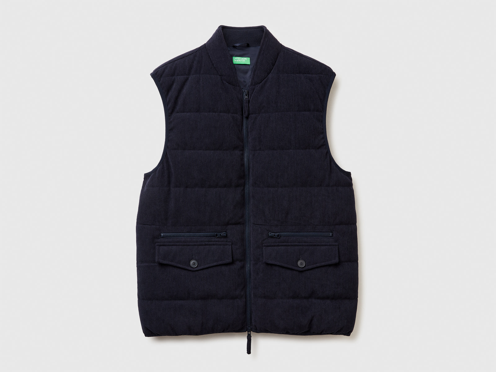 Gilet con tasche in velluto da uomo blu scuro | Benetton Outlet