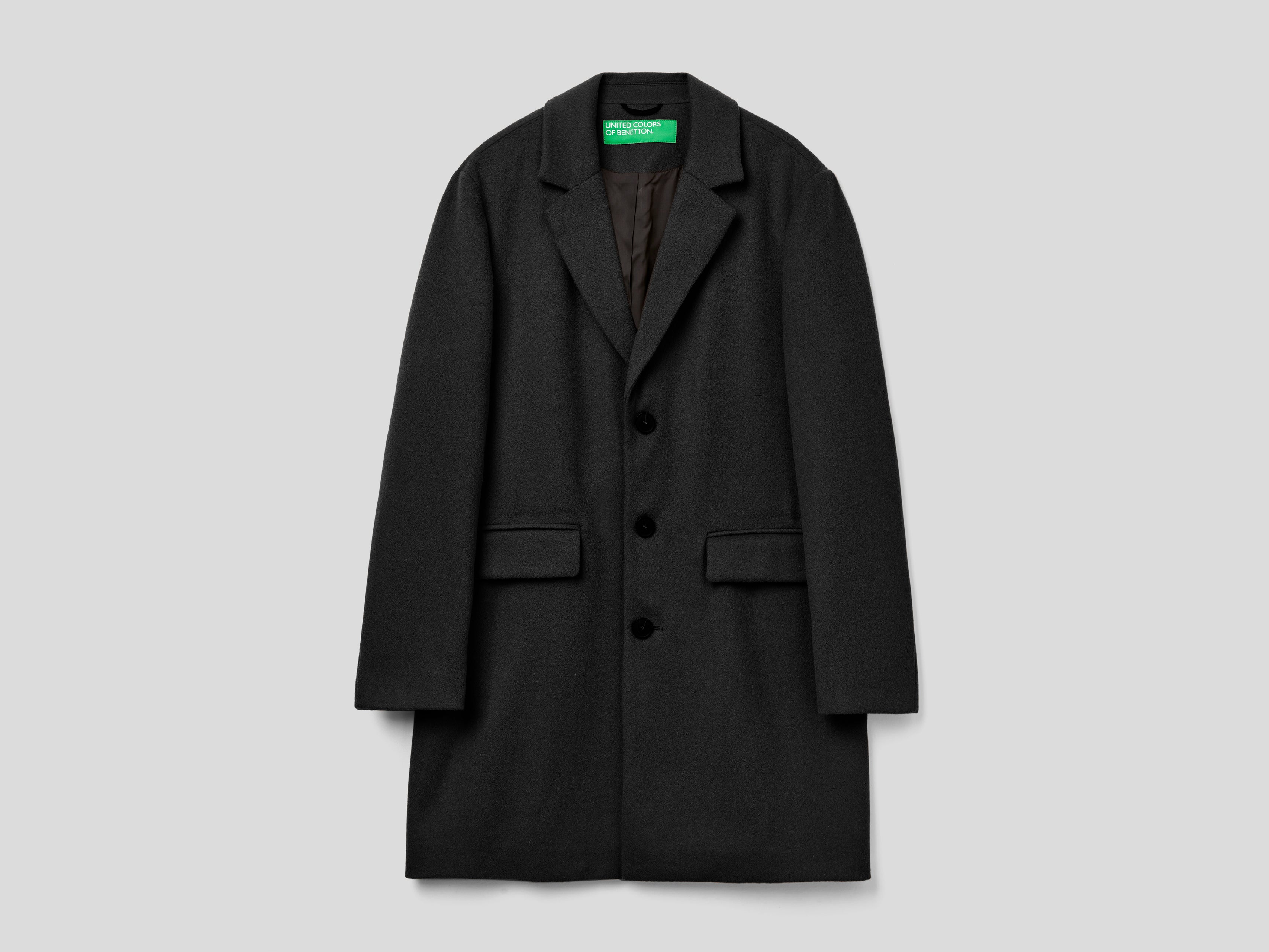 Wool blend lined coat da uomo blu scuro | Benetton Outlet