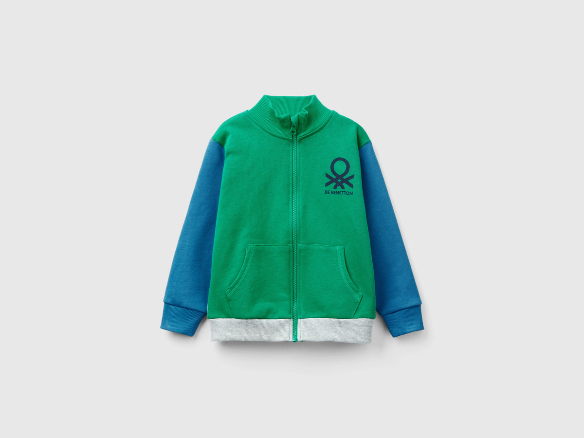 Felpa in cotone bio con zip