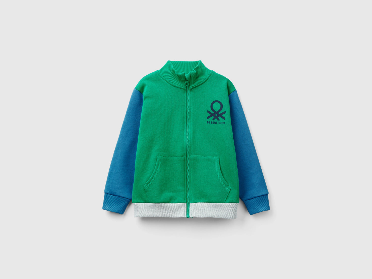 Felpa in cotone bio con zip da bimbo multi-color | Benetton Outlet