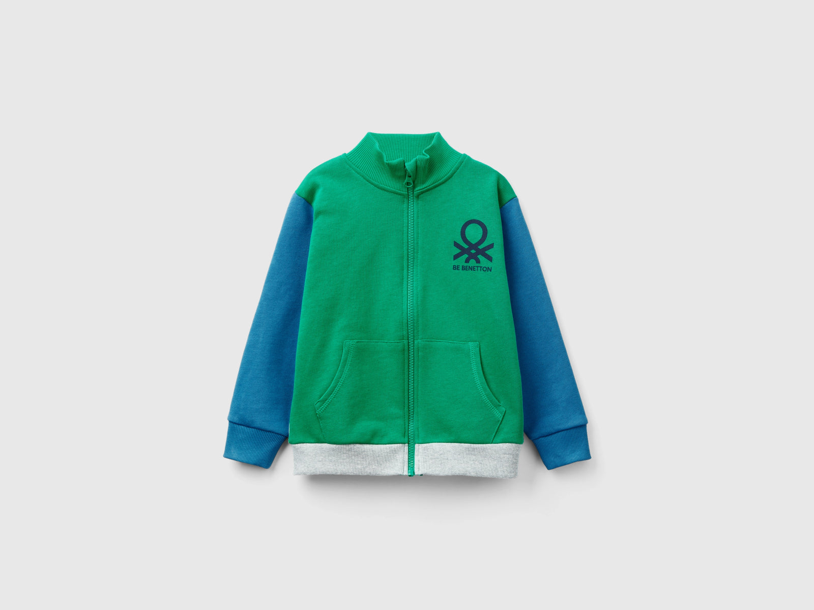 Felpa in cotone bio con zip da bimbo multi-color | Benetton Outlet