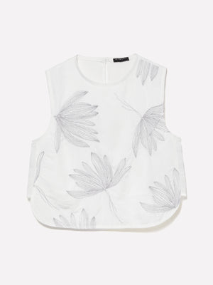 Top con ricamo foliage