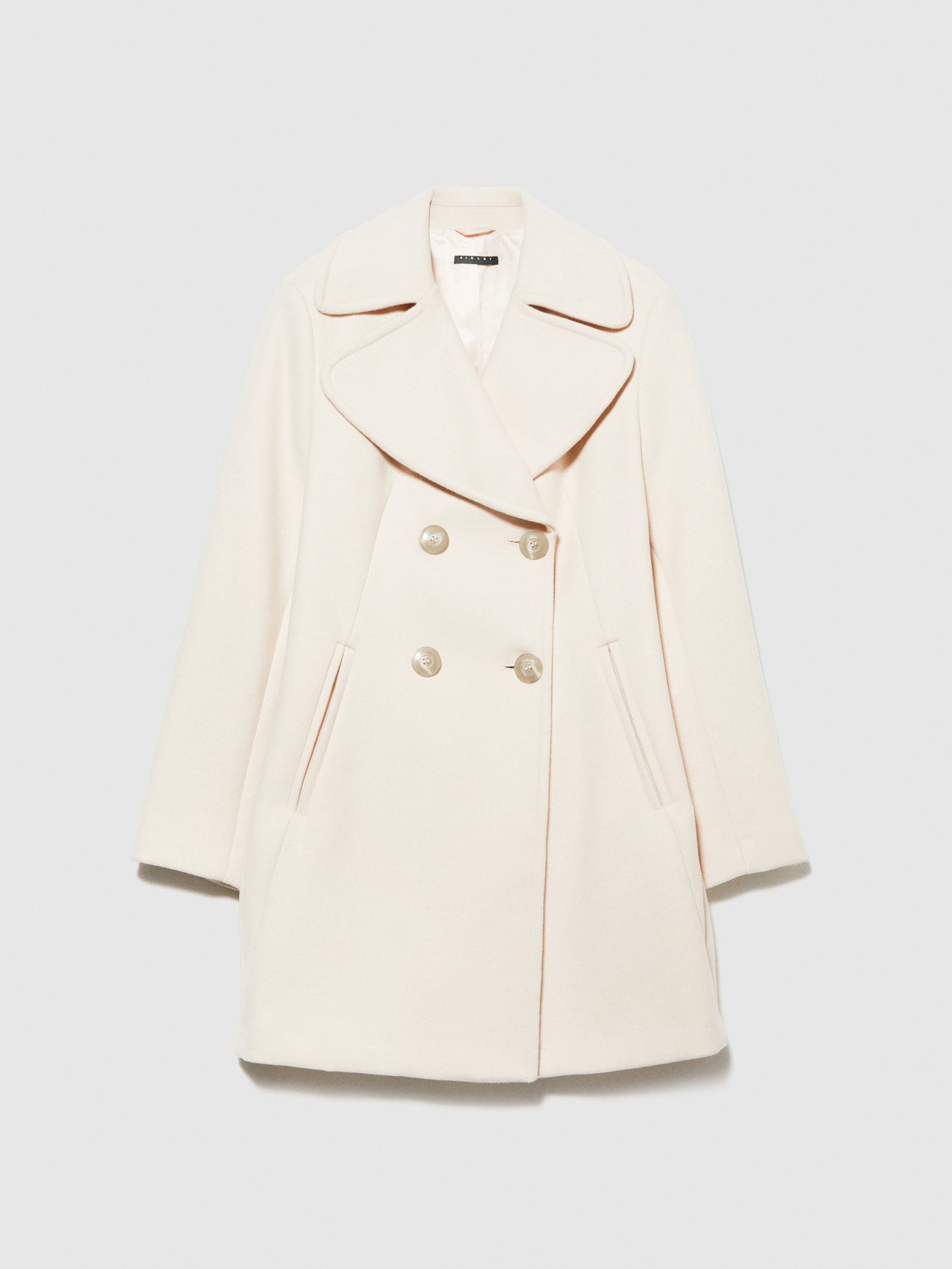 Cappotto doppiopetto corto da donna bianco panna | Sisley Outlet