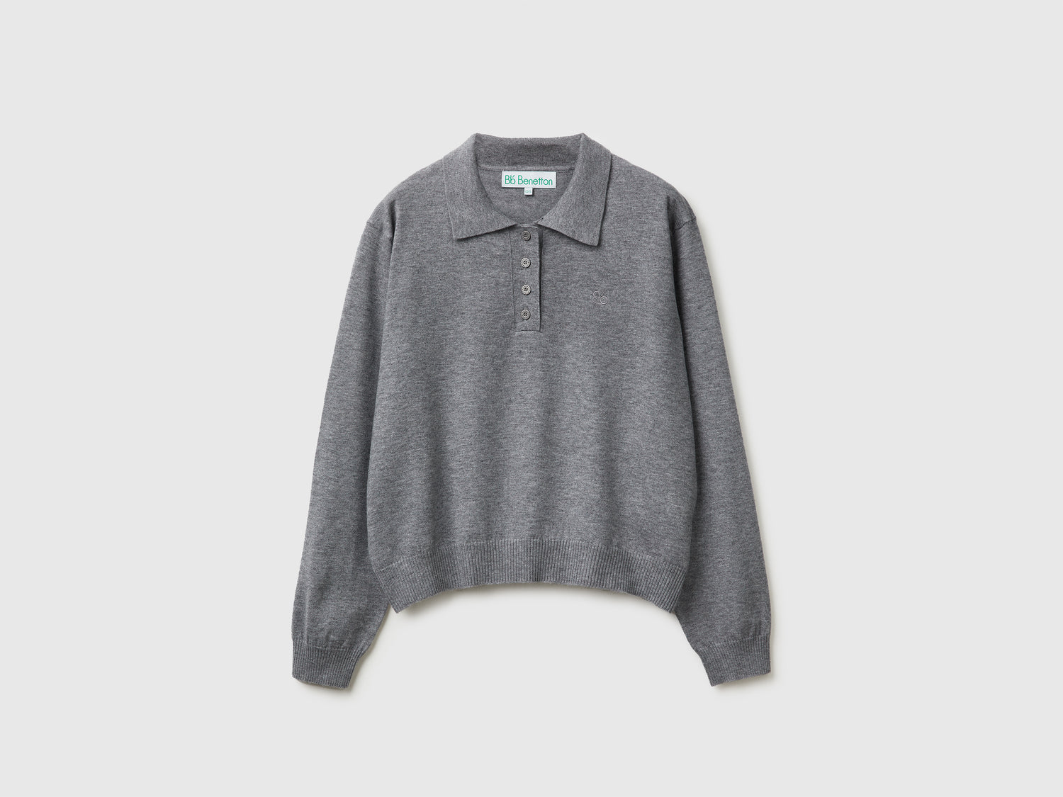 Polo in maglia di misto viscosa da donna grigio | Benetton Outlet
