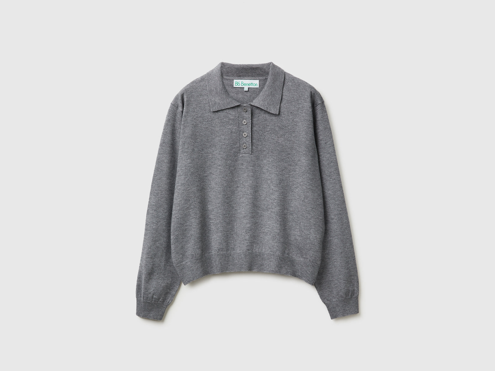 Polo in maglia di misto viscosa da donna grigio | Benetton Outlet