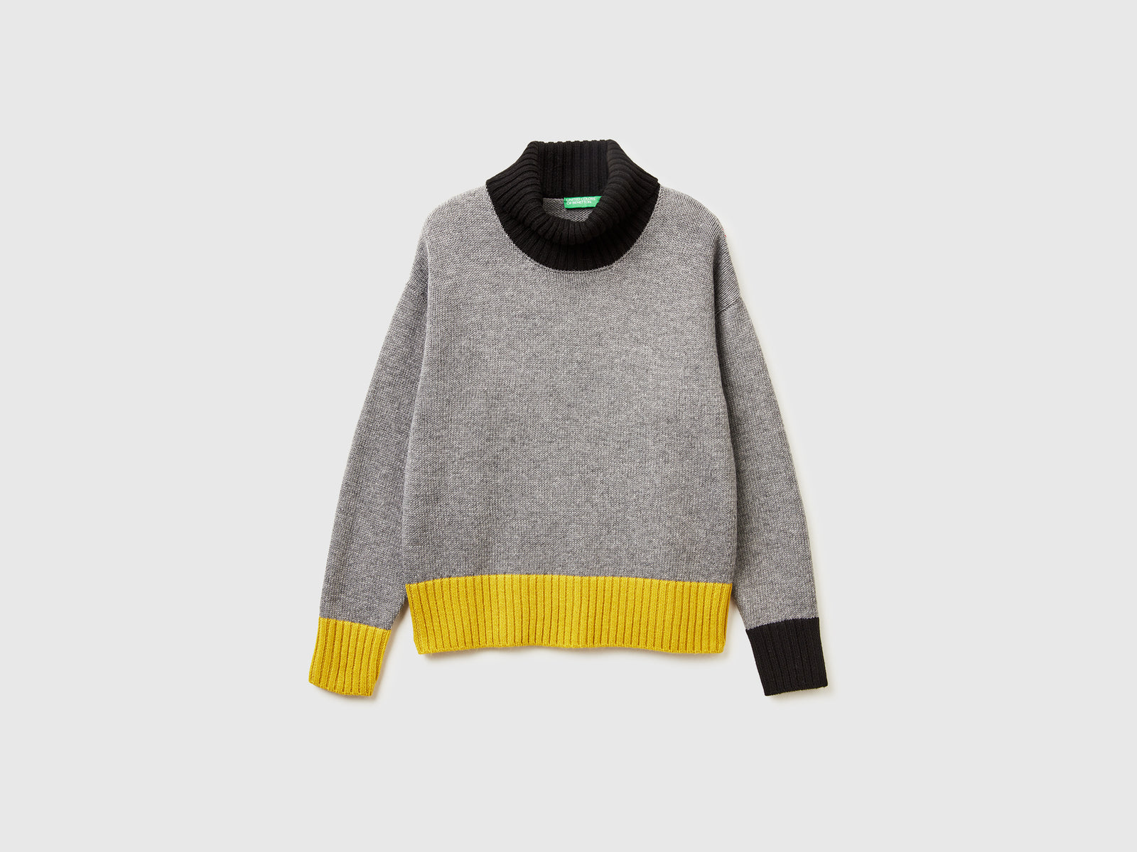 Dolcevita color block da donna grigio scuro | Benetton Outlet