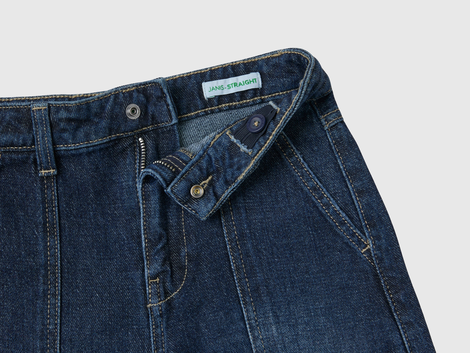 Jeans cargo in denim da bambina blu 3 | Benetton Outlet