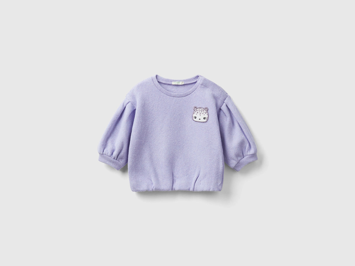 Felpa con patch in misto cotone riciclato