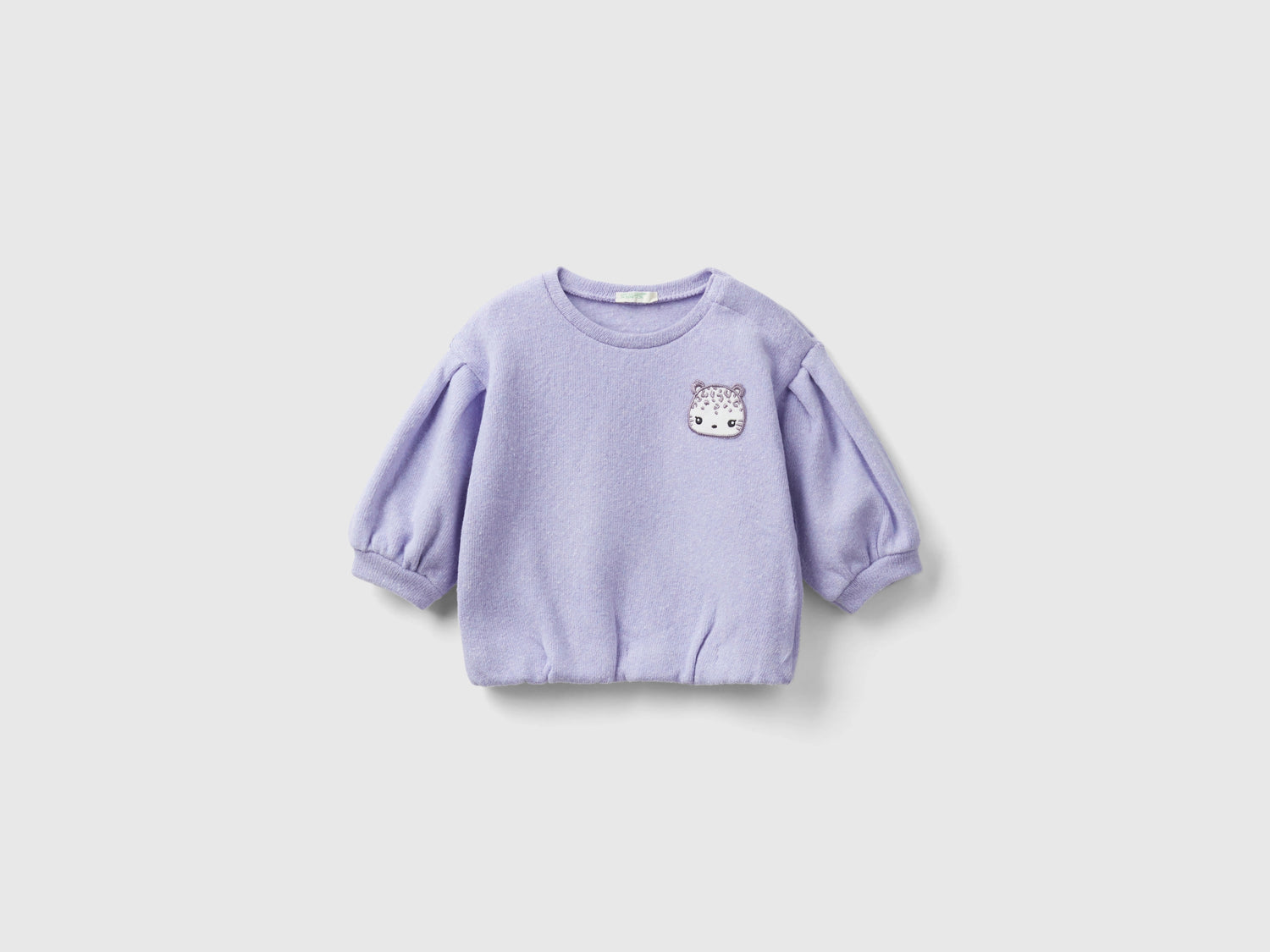 Felpa con patch in misto cotone riciclato da neonato lilla | Benetton Outlet