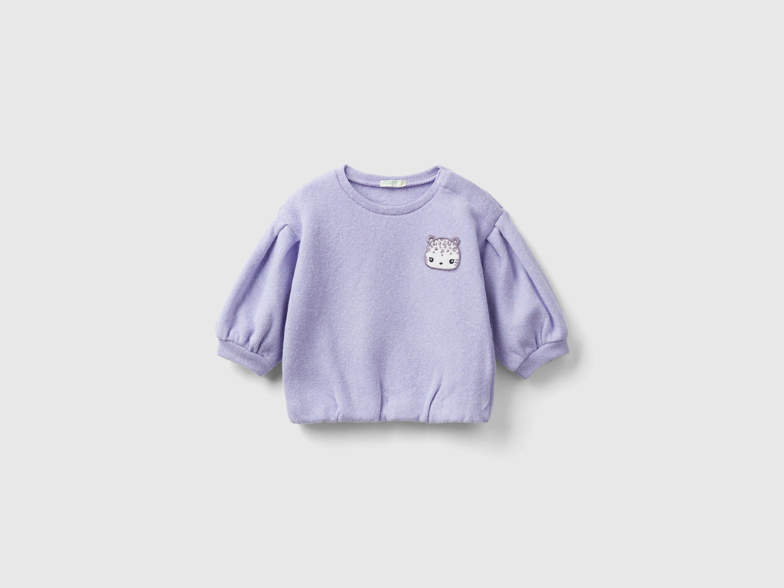 Felpa con patch in misto cotone riciclato da neonato lilla | Benetton Outlet