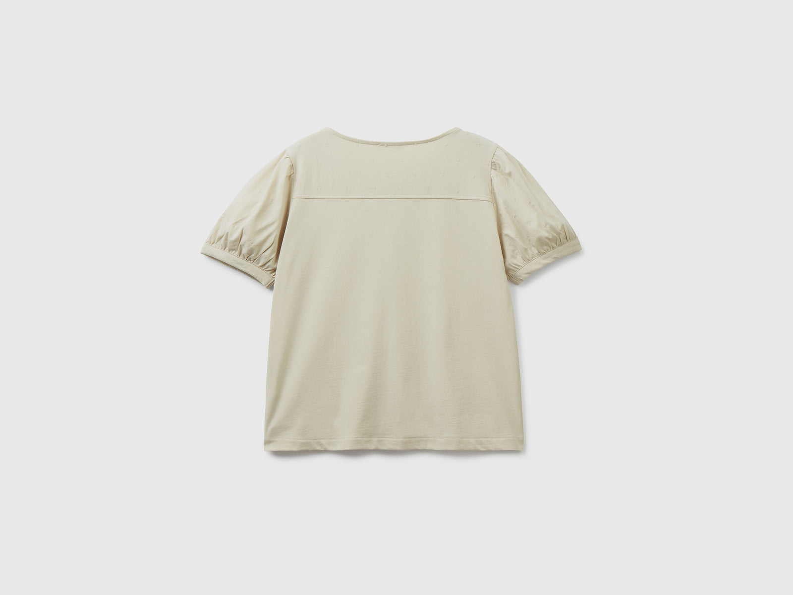 T-shirt girocollo realizzata in puro cotone leggero da donna beige 2 | Benetton Outlet