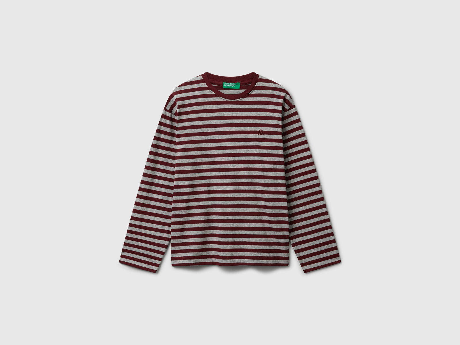 T-shirt manica lunga a righe da bambino bordeaux | Benetton Outlet