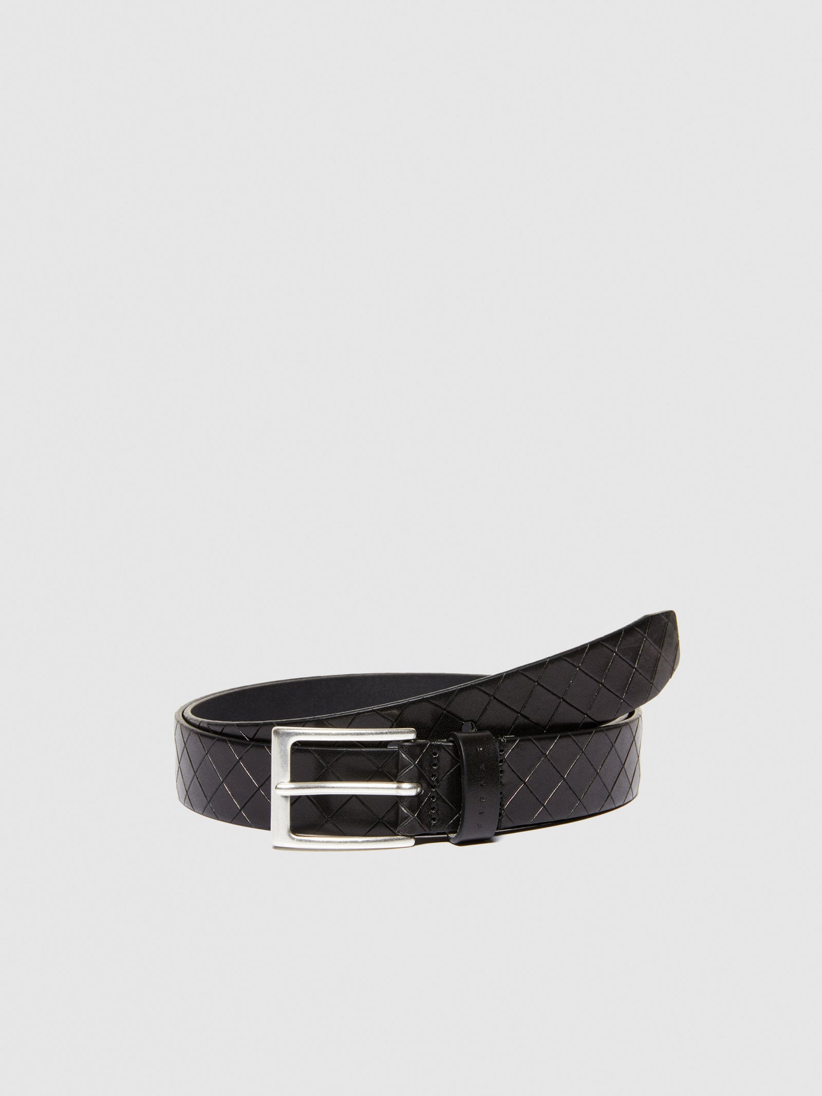 Cintura in pelle con intreccio da uomo nero | Sisley Outlet