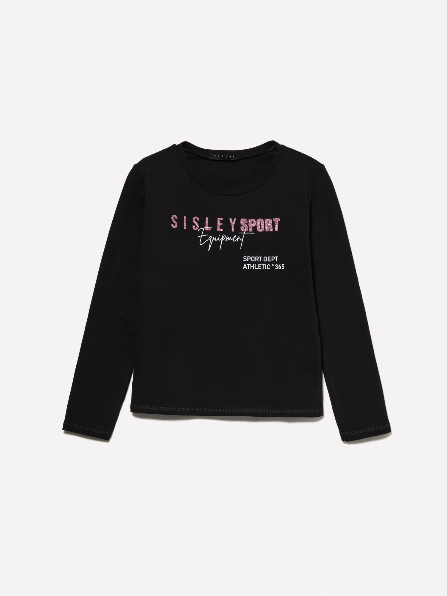 T-shirt con stampa glitter da bambina nero | Sisley young Outlet