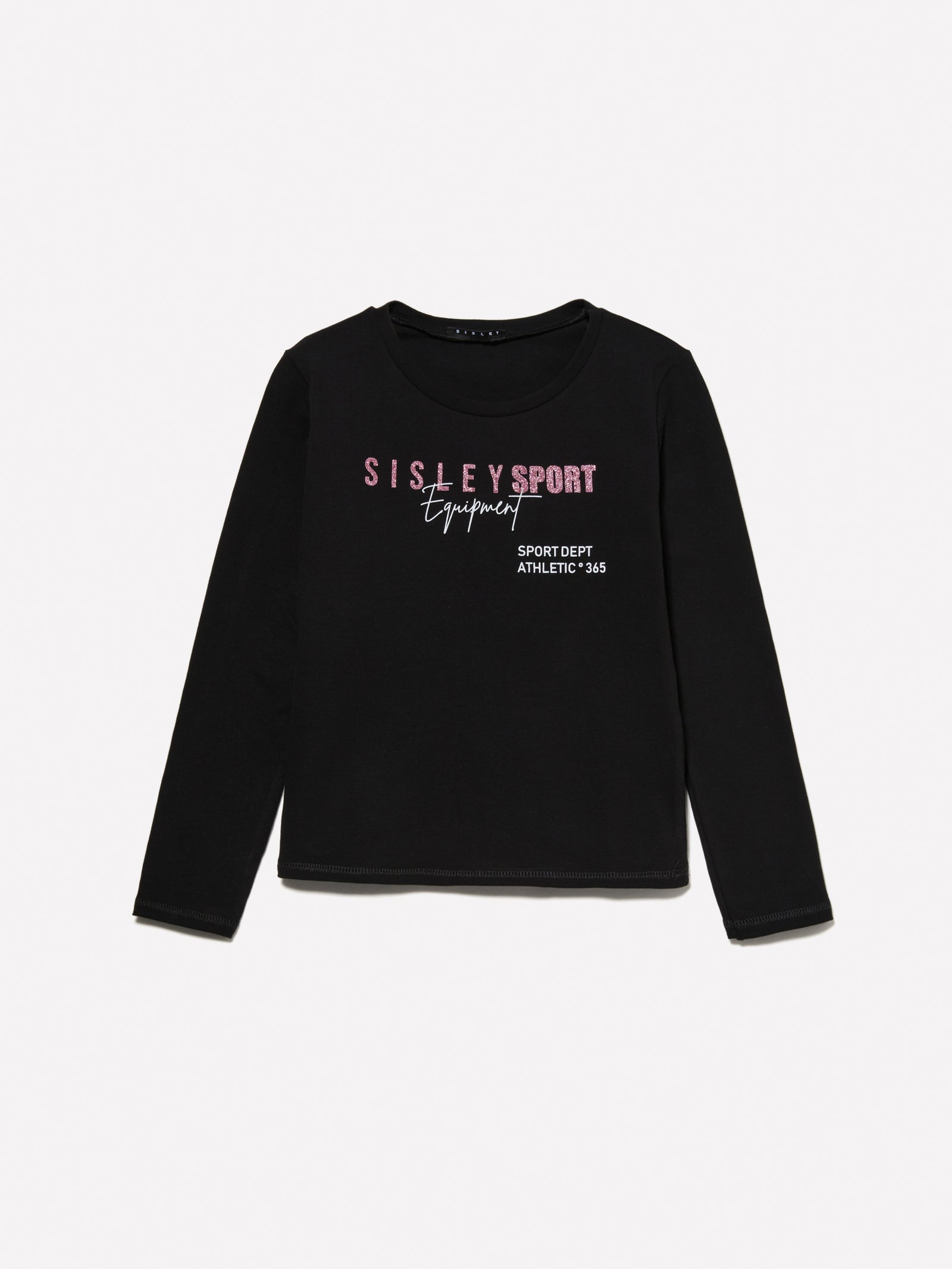 T-shirt con stampa glitter da bambina nero | Sisley young Outlet