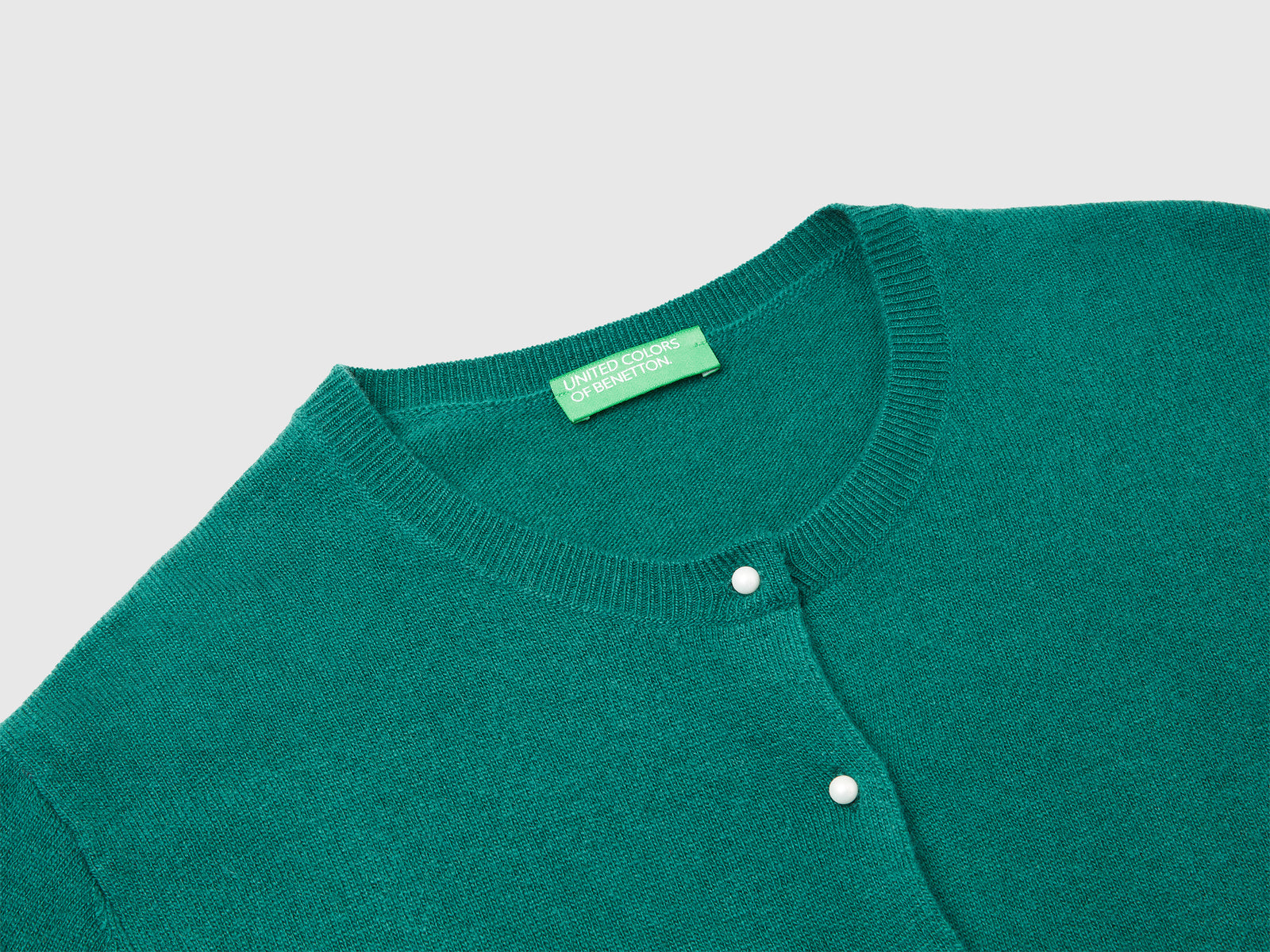 Cardigan verde in pura lana Merino da donna verde scuro 3 | Benetton Outlet
