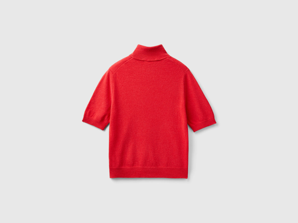 Dolcevita a manica corta in misto cashmere