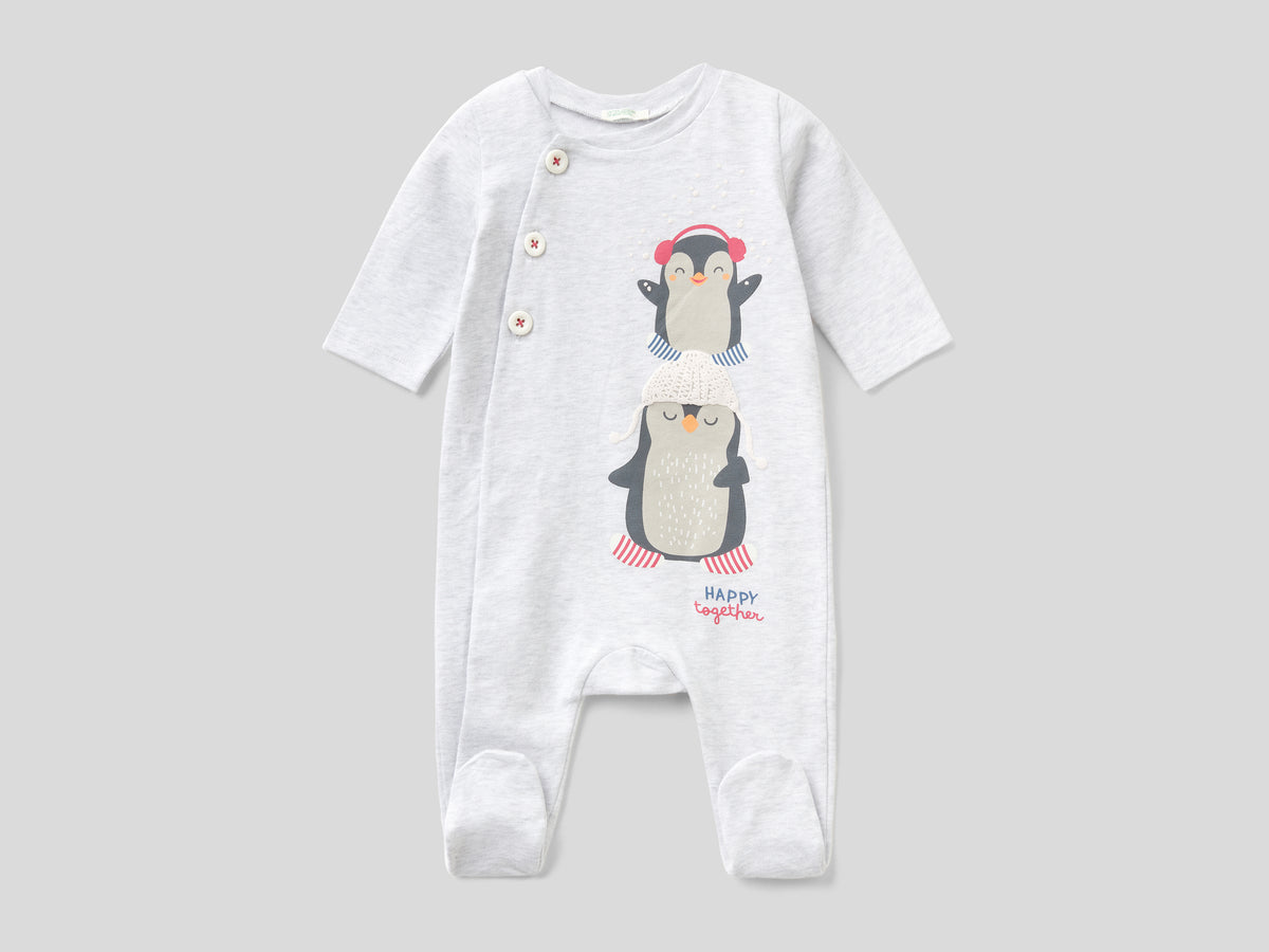 Tuta in caldo cotone stretch con stampa